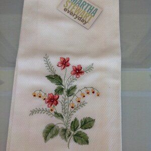 Beautiful Vintage Martha Stewart Embroidered Floral Kitchen Towel